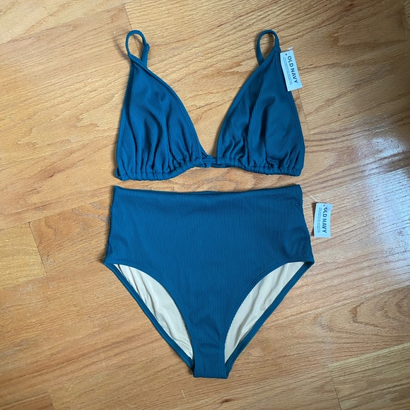 🆕 Old Navy NWT Ribbed Bikini Top & Matching Bottom - Teal - Picture 8 of 10